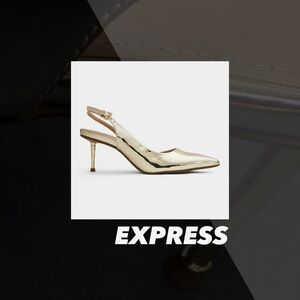 EUC Express Shiny Gold Slingback Heels